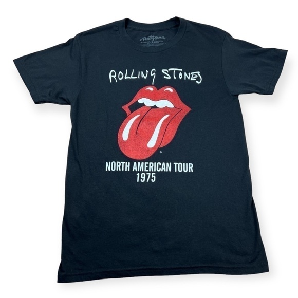 THE Rolling Stones North American Tour 1975 Band Concert Tee Black Small - Picture 3 of 6